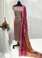 Organza Pink Festival Wear Hand Work Salwar Suit